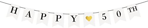 Sterling James Co. Happy 50th Birthday Banner - 50th Wedding Anniversary Decorations - Milestone Birthday Party Decorations