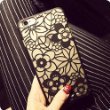 iPhone 6 Plus / iPhone 6s Plus Case, Moonmini Baroque Retro Court Lace Pattern Texture Hard Plastic Clear Case for iPhone 6 Plus/ iPhone 6s Plus 5.5 Inch (Black Flower)