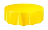 Unique Industries Yellow Round Plastic Tablecloth
