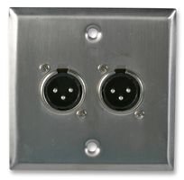 PRO SIGNAL AV Wall Plate – 2 x 3 Pin Male XLR Sockets, Stainless Steel Multimedia Wallplate – PSG08156