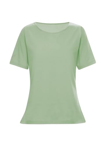 Trigema T-Shirt Deluxe Baumwolle mit Kristallsteinen Camiseta, Tea Verde, L Mujeres