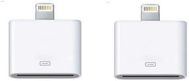 2 Pack 30-Pin to 8-Pin Charging Sync Adapter Converter for 5 5C 5S SE 6 6S 6 Plus 6S Plus 7 7 Plus 8 Plus X XR XS XS Max (No Audio Support) (White)