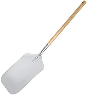 LungMongKol Shop Aluminum Pizza Peel Kitchen Spatula with Wooden Handle Convenient Grip L 12" x 14" x 36" Compact Size Simple Structures Easy Clean Non-Stick Transferring Pizzas Breads Pastries