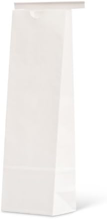 Pacific Bag 100-416 Paper Tin-Tie Bag, 1 lb/ 500 g Narrow, White Claycoat with Polypropylene Liner, 3-3/8" Length x 2-1/2" Gusset x 11-1/4" Height (Case of 1000)