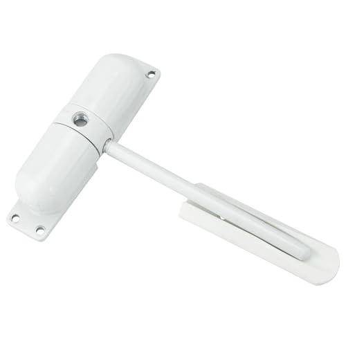Burg Wachter Spring Loaded Adjustable Auto Closing Door Closer, Zinc, Brass Finish - Home & Commercial - White