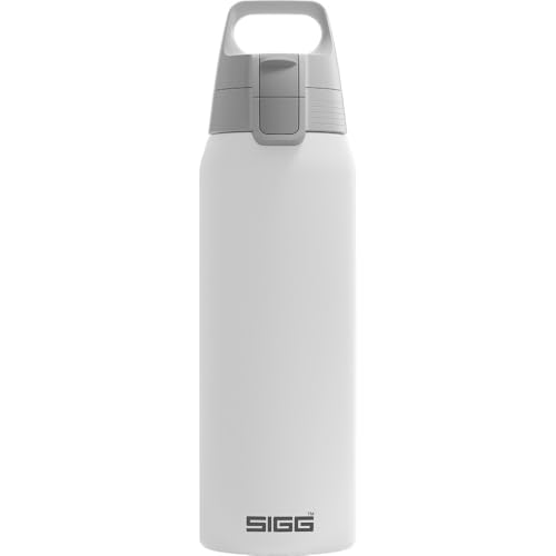 SIGG - Isolierte Trinkflasche - Thermosflasche Shield Therm One White kohlensäurehaltige Getränke - Auslaufsicher - Spülmaschinenfest - BPA-frei - 90%