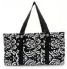 All Purpose Carry It All Canvas Large Collapsible Damask Print Utility Tote Bag