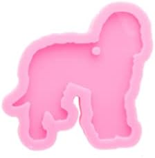 Mixed Media - Shiny Golden Doodle Keychain Silicone Mold, Resin,Pet Shaped Epoxy Resin Craft Silicone Molds Polymer Clay Key Ring Pendant Mould DIY Jewelry Making Silicone Molds