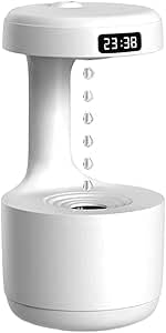 SQUADO 800ML Waterdrops Anti-Gravity Humidifier, Air Backflow Humidifier, Portable Humidifier with LED Display for Office Desk, White