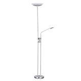 Finether 18W LED Floor Lamps Adjustable Table Lamp Dimmable Torchiere Lamp with 3W 360-degree Task Lamp Reading Light, Silver