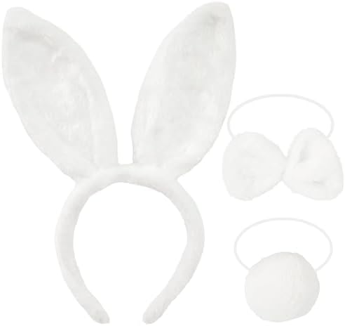 Pack De 2 Diademas De Orejas De Conejo Y Cola – Disfraz De Felpa Rosa Y Blanco, Accesorios Para Pascua, Carnaval Y Fiestas (Talla Única)