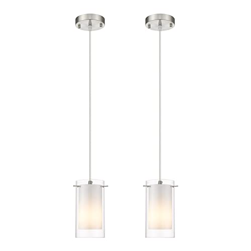 AKEZON Modern Glass Pendant Light Pack, Adjustable Hanging