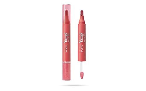 Pupa Vamp! Marker Duo lippenstift + lipgloss met hyaluronzuur – 3-in-1 voor definiëren, vullen en kleuren, lipcontouring – verkrijgbaar in 9 kleurvarianten (004 Spicy Raspberry)