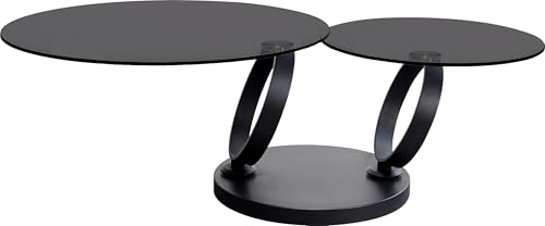 KARE Design Coffee Table Beverly Smoke, Black, Glass, Steel, Rotatable 360 Degrees, Gift Idea, Sofa Side Table, Round Bedside Table, Home Decor for Living Room, Office, 42x132x80 cm