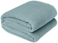 American Blanket Company, Luxurious Luster Loft Fleece Blanket, Soft and Warm California King Blanket in Buxton Blue