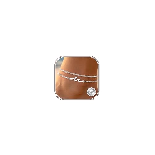 KRFY Tobilleras de Plata Oro para Mujer Ajustable Tobillera Plata de Ley 925 Mujer Impermeable Tobillera Pulsera Tobilleras Joyería para Pies de Playa
