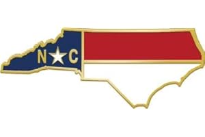 Crown Awards North Carolina State Flag Pins - Shape of North Carolina Lapel Pins