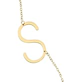 Mint & Lily 20” Statement Initial Necklace for Women, 18K Gold Plated Necklace with Large Pendant Letter, Jewelry Gift for Women