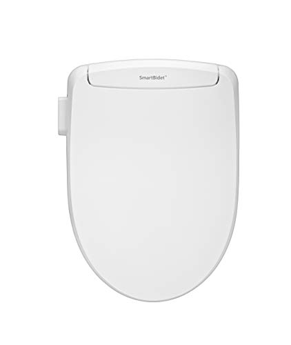 SmartBidet SB-100R Electric Bidet Seat for Elongated Toilets with Remote Control, Stainless Steel Nozzle with Removable Nozzle Cap, Child Wash Function, Slim and Strong Design in White
