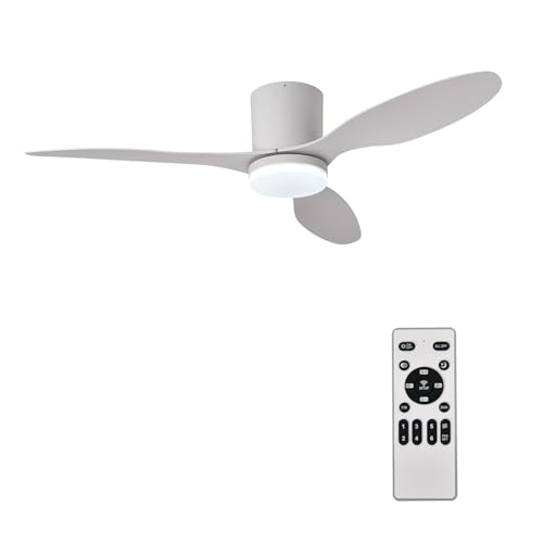 Ventilador de Techo con Luz y Mando a Distancia, 106cm, Motor DC Silencioso de Bajo Consumo, 3 Aspas de ABS Blanco (Anticorrosión), LED Regulable 3 Tonos, Temporizador, para Dormitorio y Salón