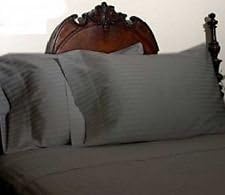 600-Thread-Count Egyptian Cotton Luxury &amp; Super Soft 2 Qty Pillow case Body Size (20"x60") Dark Grey Stripe By Sleepwell Bedding