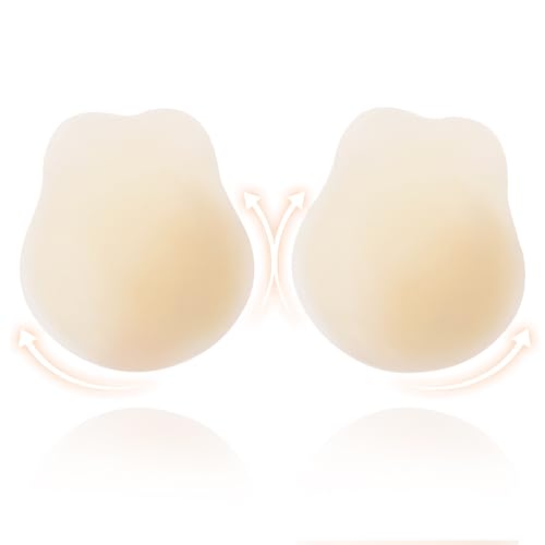 Photo 1 of Sticky Bra – Push Up Adhesive Backless Strapless Bra for Women, Invisible Breast Lift Pads, Reusable Silicone Nipple Covers Beige M