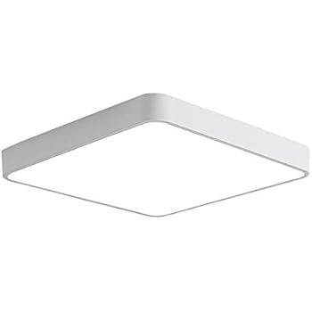 Ganeed LED Flush Mount Ceiling Light,12-Inch 24W Equivalen Ceiling Lamp Square,6500K Cool White Lighting Fixture for Living Room/Kitchen/Bedroom/Dining Room,White