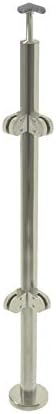 Stainless steel railing post with glass clamps and handrail support for glass holders, glass railing and balustrade balcony, V2A