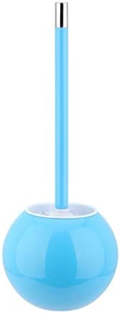 DYFYMX Toilet Brush and Bracket Stainless Steel Toilet Brush Set/Floor Toilet Brush Holder/Creative Color Spherical Base (Color : Blue)