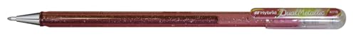 Pentel K110 Hybrid DualMetallic Gel Rollerball, 1.0mm Tip, Light Pink/Metallic Green & Gold (Pack of 12)