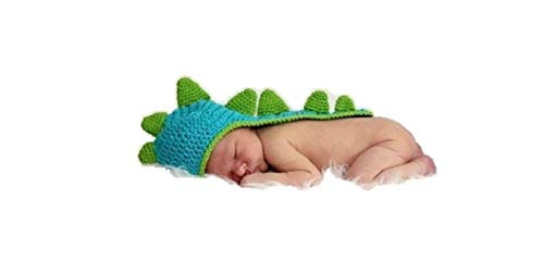 Newborn Baby Girl/Boy Crochet Knit Costume Photo Photography Prop Hats Outfits (Blue Dinosaur)