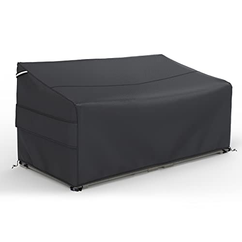 Gasadar Patio Sofa Cover Waterproof for 2-Seater Outdoor Sofa Loveseat and Furnitures,Heavy Duty Outdoor Couch Covers, Anti UV and Dustproof, 60" L×34" D×31" H, Black