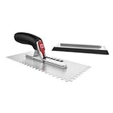 Hart Quick Tatch 3 Piece Tile Setting Trowel Set. High Quality 1/4 Inch Size Square Notch Stainless Steel Trowel, Gum Rubber Gout Float, and Soft Grip Handle.
