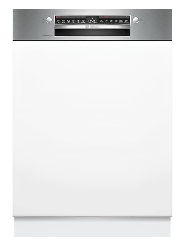 Bosch SMI4EVS08E, Serie 4, Smarter Geschirrspüler Teilintegriert 60 cm, Besteckschublade, Spülmaschine mit Programmassistent, sehr Leise, Oberkorb höh