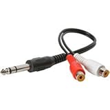 Parts Express 1/4 Inch Stereo Plug To 2 RCA Female Adapter Cable 6 Inch