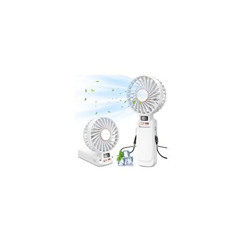 Handheld Fan, Portable Mini Fan with 4500 mAh Battery, Rechargeable, 5 Levels and Long 20 Hours, LED Display, Quiet and Powerful, 3-in-1 Hand/Desk/Neck Fan for Indoor and Outdoor Use