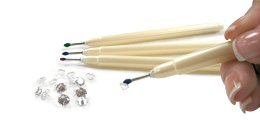 JewelTool Diamond Gemstone Rhinestone Pick Up Sticks Dotting Tool Nail Art - 3 Pieces - Medium (Blue Tip)