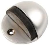 Door Stop - Oval / Half Moon Floor Mounted - Satin Anodised Aluminium