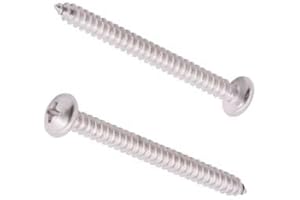 AOESIN #10 x 1-1/2" Pan Head Phillps Drive Self Tapping Screws, 304 Stainless Steel, Round Head Wood Screws, Sheet Metal Tek Screws, 50 PCS