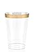 50 Gold Rimmed Clear Hard Plastic Cups | 12 oz. Fancy Disposable Tumblers (50-Pack) by Bloomingoods
