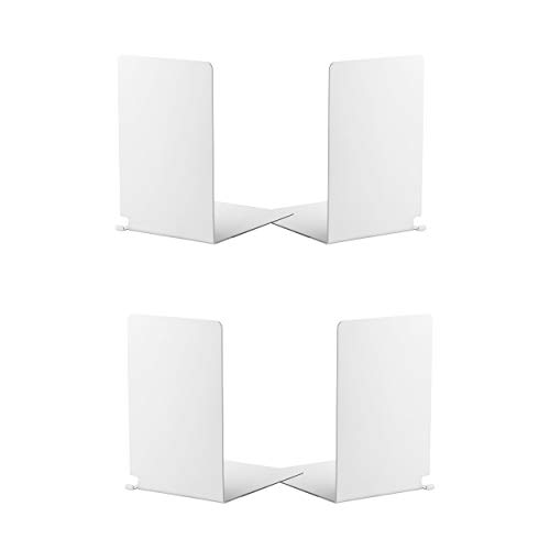 Design Ideas Hidden Bookends, Epoxy-Coated Steel Invisible Bookends, Set of 4, White