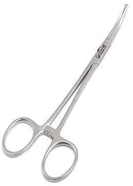 Exeton Fishing Hemostat 5" Locking Clamps Forceps Stainless Steel Straight or Curved Tip MOSQ (Curved)