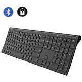 Multi-Device Wireless Bluetooth Keyboard, Jelly Comb Full Size Ultra Slim Rechargeable Wireless Bluetooth Keyboard Compatible for iPad, iPad Pro, iPhone, Android Tablets, Windows, iOS, Mac OS (Black)