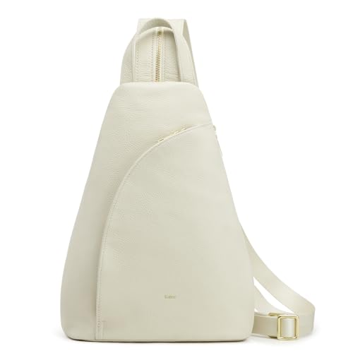 Kattee Top Grain Leather Crossbody Sling Bag for Women Fanny Packs, Beige at Amazon