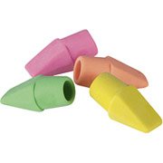 Staples Arrowhead Cap Erasers, Assorted Colors, 12 Counts