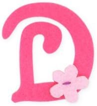Applique Felt Letters - D - (£1.10 per letter) - pink felt letters with flower detail (uk-4-D 25mm)