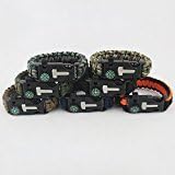 Pro Paracord Bracelet | Set of 2 Multi-functional Survival Gear 550 Lb Paracord Bracelet with Sharp Flint Blades Fire Starter Mini Compass & Whistle | Black & Green Army | 1021.2