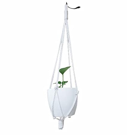 Azuka Plant Hangers 1 Tier Indoor Outdoor Home Decor Hanging Plant Holder Hanging Planter Stand Flower Pots for Decorations - Cotton Rope (Cream White)