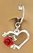 Fake Belly Navel Non Clip on Piercing Red Rose Heart Dangle Ring