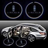 ZOZ 2pcs Wireless No Drill Type LED Laser Car Door Light Welcome Projector Light Logo Ghost Shadow Emblems Magnet Sensor Easy Installing (Lincoln)
